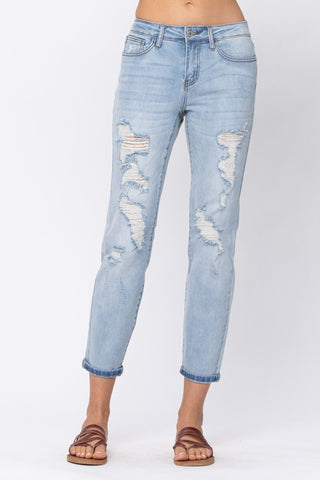 Judy Blue Destroyed Boyfriend Jeans - Style 8878